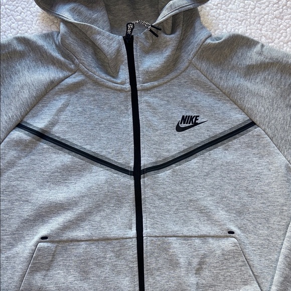 Nike Light Gray Hooded Varsity Jacket - Picture 3 of 8